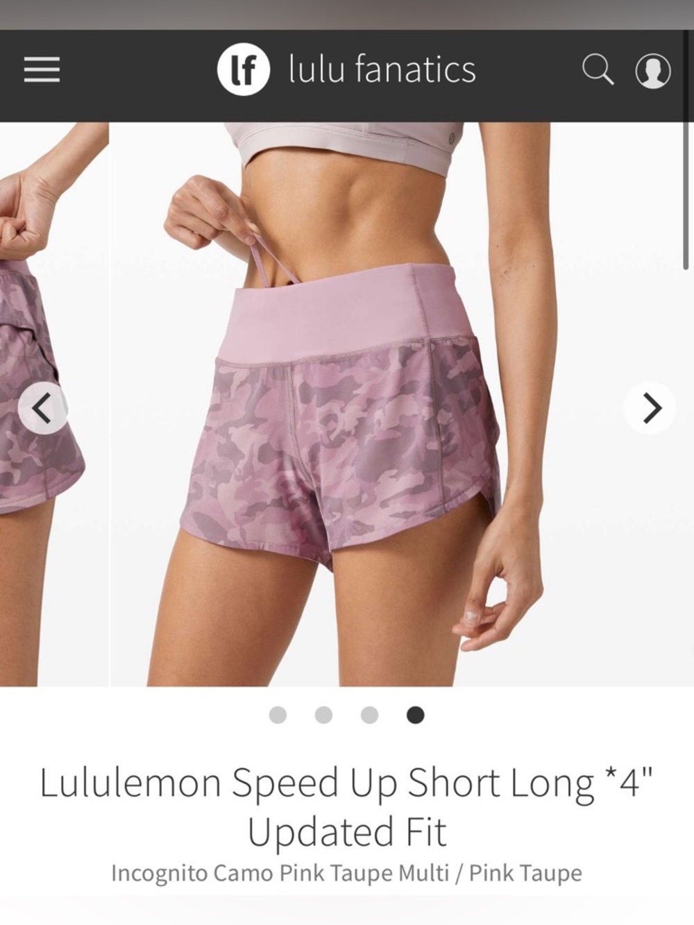 Lululemon Speed Up Short Long *4" Updated Fit Size 4